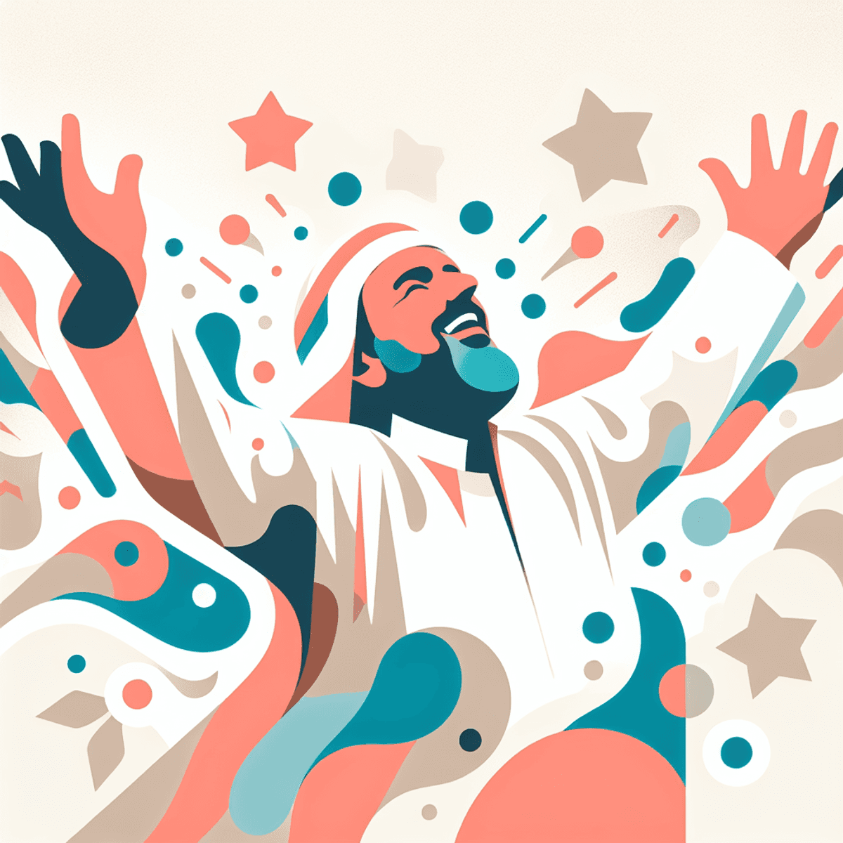 A painting of a man with a bunch of birds on his head.